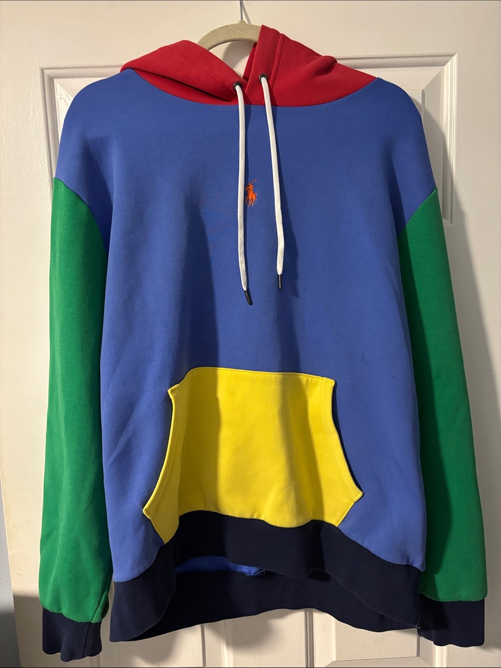 Polo by Ralph Lauren Blue, Green, Red, Yellow Colorblock Crewneck Hoodie Size XL